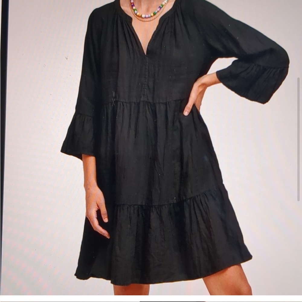 Velvet gauze black dress, size ?